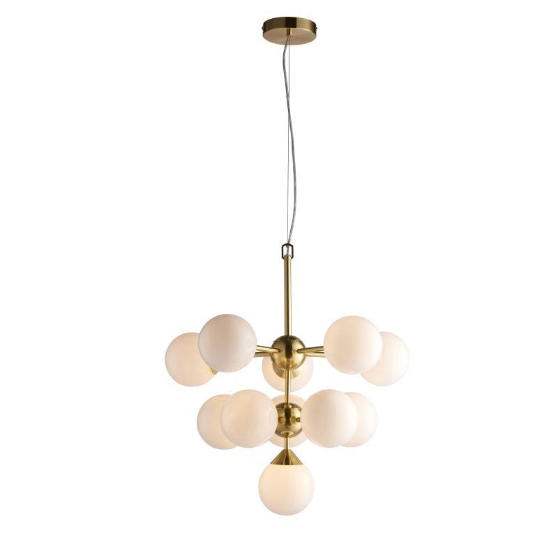 Ceiling Lights - Oscar - Gloss White Glass & Brushed Gold 11 Light Centre Fitting Endon-Collection-76500 - Oscar - Gloss White Glass & Brushed Gold 11 Light Centre Fitting