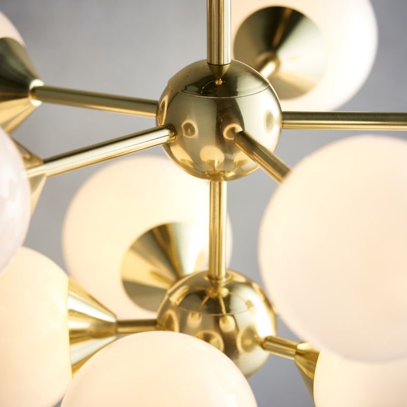 Ceiling Lights - Oscar - Gloss White Glass & Brushed Gold 11 Light Centre Fitting Endon-Collection-76500 - Oscar - Gloss White Glass & Brushed Gold 11 Light Centre Fitting