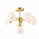 Ceiling Lights - Oscar - Gloss White Glass & Brushed Gold 6 Light Semi Flush Endon-Collection-76501 - Oscar - Gloss White Glass & Brushed Gold 6 Light Semi Flush