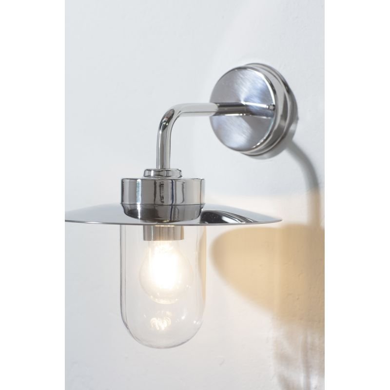 Outdoor - Addison - Polished Stainless Steel & Clear Glass Wall Lamp Endon-Collection-76597 - Addison - Polished Stainless Steel & Clear Glass Wall Lamp