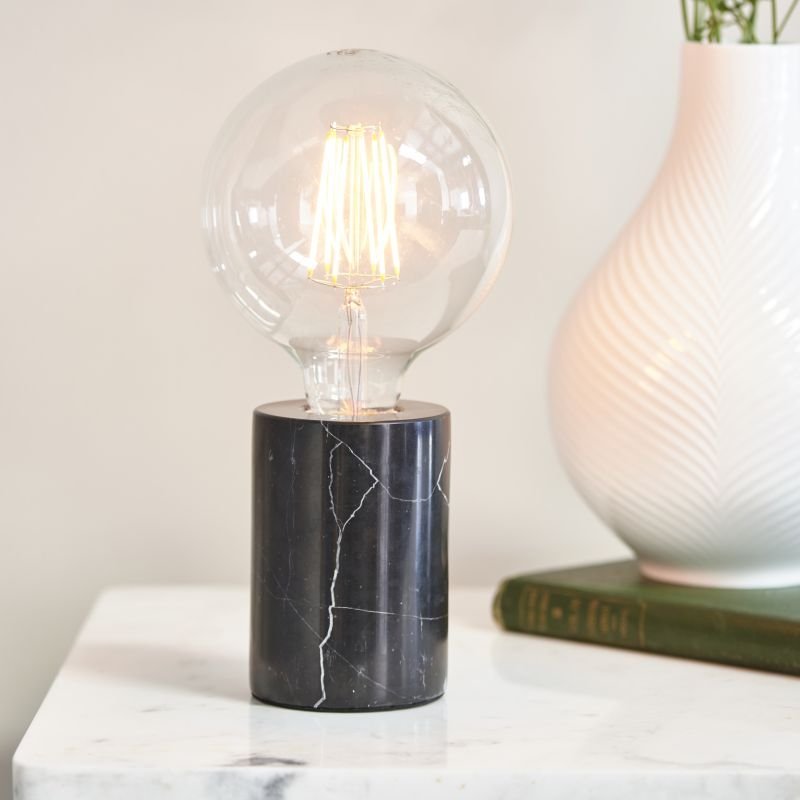 Table & Floor Lamp - Otto - Polished Black Marble Table Lamp Endon-Collection-76609 - Otto - Polished Black Marble Table Lamp