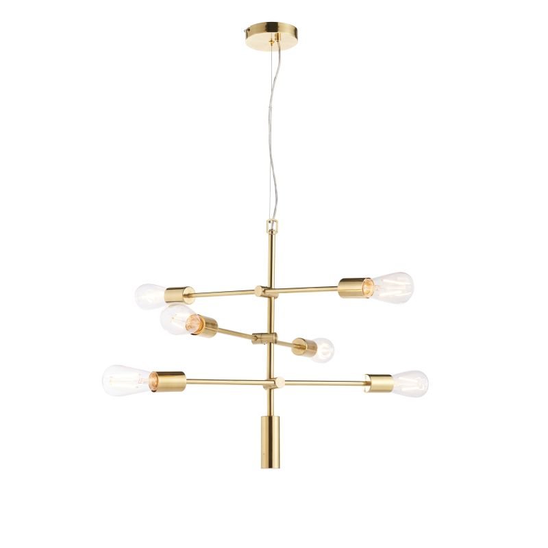 Ceiling Lights - Rubens - Brushed Brass 6 Light Centre Fitting Endon-Collection-77114 - Rubens - Brushed Brass 6 Light Centre Fitting