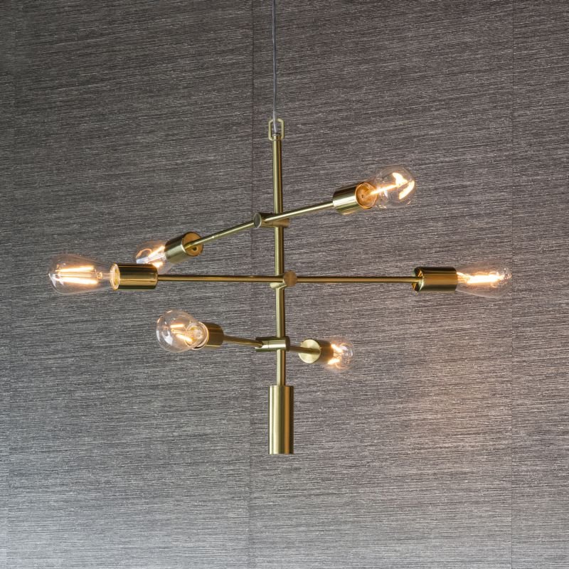 Ceiling Lights - Rubens - Brushed Brass 6 Light Centre Fitting Endon-Collection-77114 - Rubens - Brushed Brass 6 Light Centre Fitting