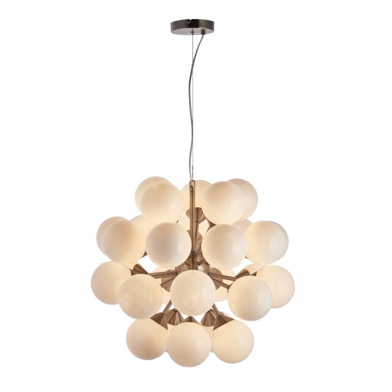 Ceiling Lights - Oscar - Gloss White Glass & Satin Nickel 28 Light Centre Fitting Endon-Collection-77587 - Oscar - Gloss White Glass & Satin Nickel 28 Light Centre Fitting