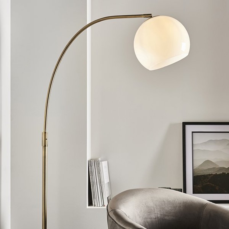 Table & Floor Lamp - Otto - White Glass & Antique Brass Floor Lamp Endon-Collection-91744 - Otto - White Glass & Antique Brass Floor Lamp