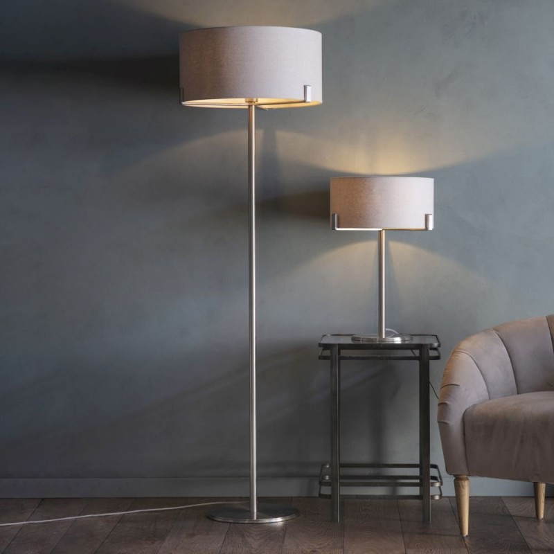 Endon-Collection-95832 - Hayfield - Slate Grey & Satin Nickel Table Lamp