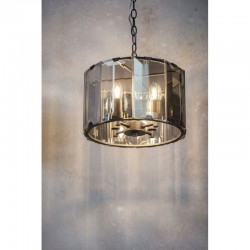Clooney - Grey 4 Light Pendant with Smoky Cut Glasses