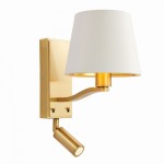 Harvey - Brushed Satin Gold LED Wall Lamp with Vintage White Shade