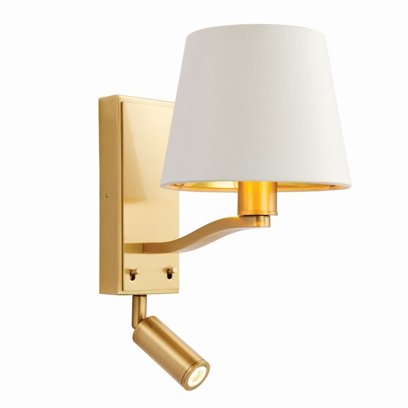 Endon-69092 - Harvey - Brushed Satin Gold LED Wall Lamp with Vintage White Shade