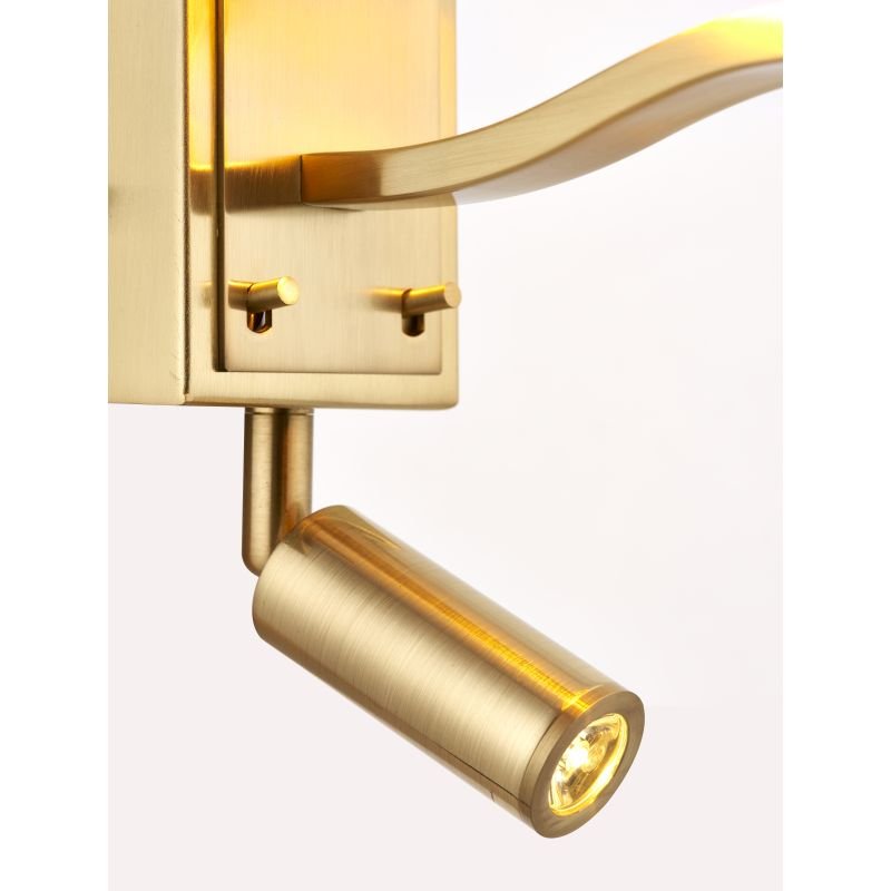 Endon-69092 - Harvey - Brushed Satin Gold LED Wall Lamp with Vintage White Shade