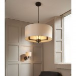 Daley - Antique Bronze 3 Light Pendant with Faux Silk Shade Daley - Antique Bronze 3 Light Pendant with Faux Silk Shade