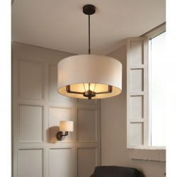 Daley - Antique Bronze 3 Light Pendant with Faux Silk Shade Daley - Antique Bronze 3 Light Pendant with Faux Silk Shade