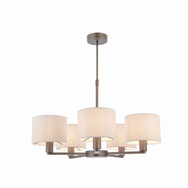 Endon-73017 - Daley - Antique Bronze 5 Light Centre Fitting with Faux Silk Shades
