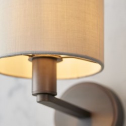 Daley - Antique Bronze Wall Lamp with Faux Silk Shade Daley - Antique Bronze Wall Lamp with Faux Silk Shade