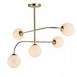 Otto - Brushed Brass 5 Light Centre Fitting with White Glasses Otto - Brushed Brass 5 Light Centre Fitting with White Glasses