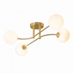 Otto - Brushed Brass 4 Light Semi Flush with White Glasses Otto - Brushed Brass 4 Light Semi Flush with White Glasses