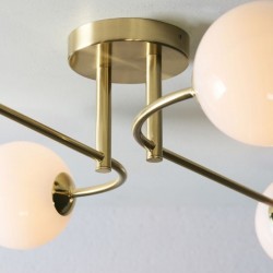 Otto - Brushed Brass 4 Light Semi Flush with White Glasses Otto - Brushed Brass 4 Light Semi Flush with White Glasses