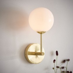 Otto - Brushed Brass Wall Lamp with White Glass Otto - Brushed Brass Wall Lamp with White Glass