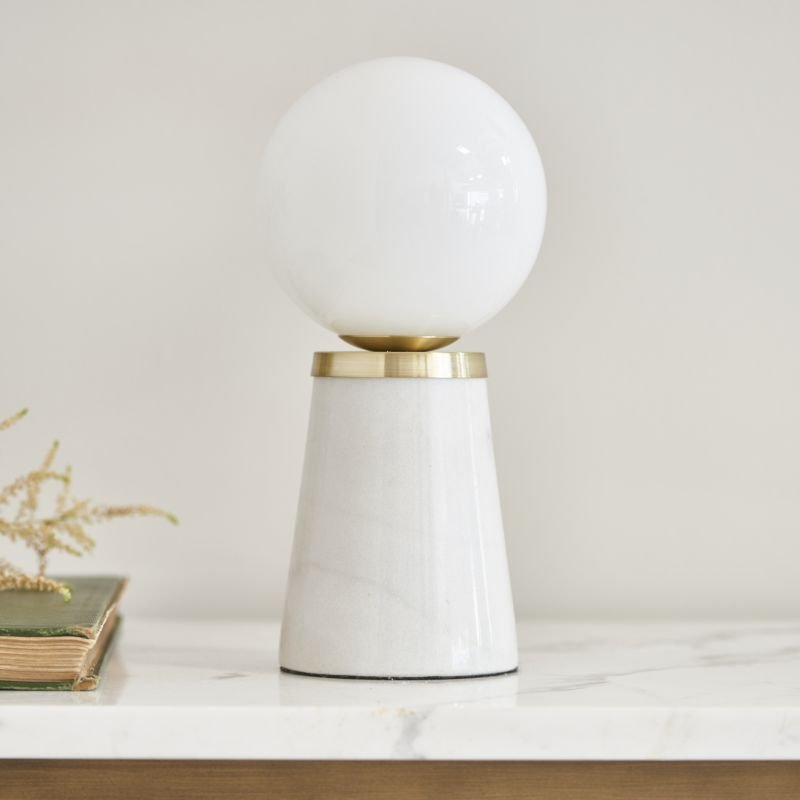Endon-75968 - Otto - Brass & White Marble Table Lamp with White Glass