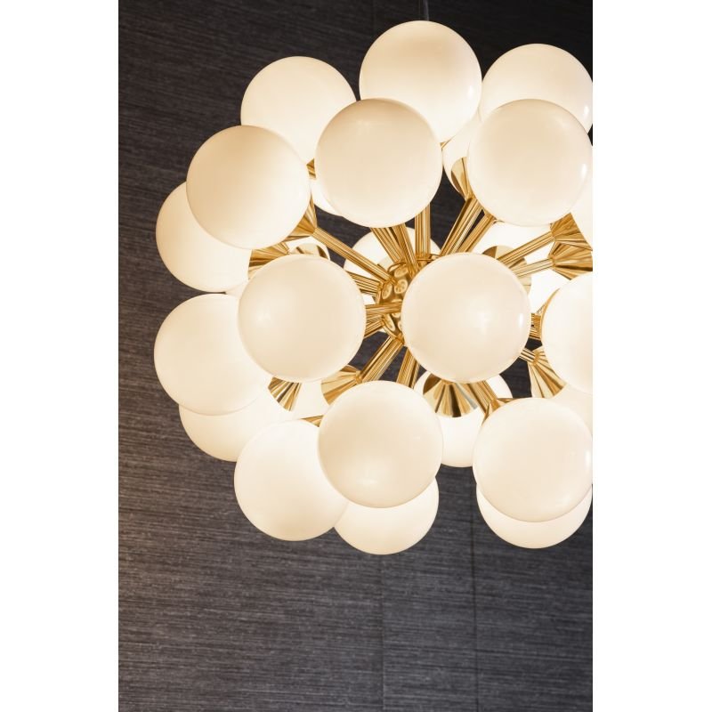 Endon-76499 - Oscar - Brushed Brass 28 Light Centre Fitting with Gloss White Glasses