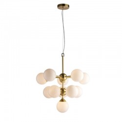 Oscar - Brushed Brass 11 Light Centre Fitting with Gloss White Glasses Oscar - Brushed Brass 11 Light Centre Fitting with Gloss White Glasses