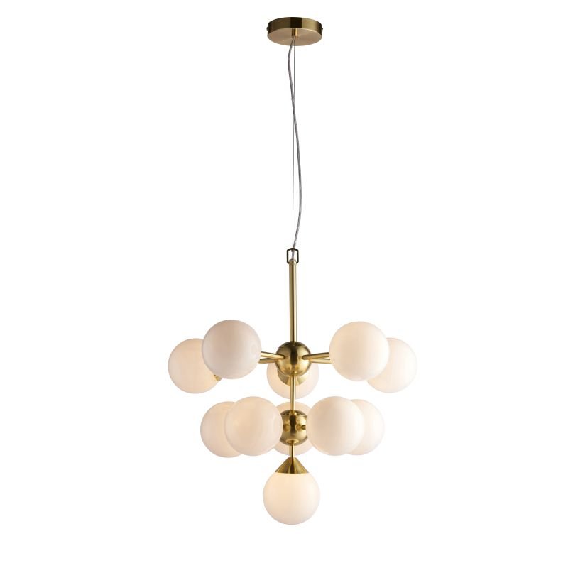 Endon-76500 - Oscar - Brushed Brass 11 Light Centre Fitting with Gloss White Glasses