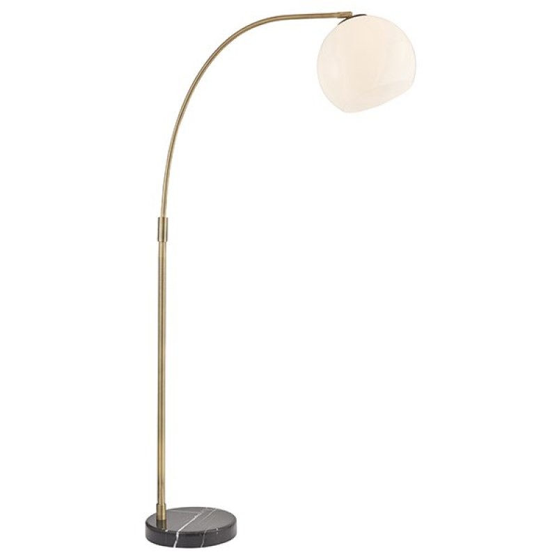Endon-91744 - Otto - Antique Brass Floor Lamp with White Glass