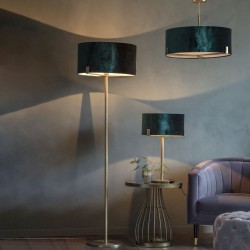 Hayfield - Antique Brass Table Lamp with Green Velvet Shade Hayfield - Antique Brass Table Lamp with Green Velvet Shade