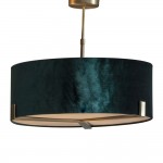 Hayfield - Antique Brass 3 Light Pendant with Green Velvet Shade Hayfield - Antique Brass 3 Light Pendant with Green Velvet Shade