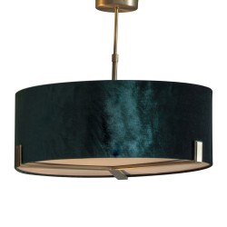 Hayfield - Antique Brass 3 Light Pendant with Green Velvet Shade Hayfield - Antique Brass 3 Light Pendant with Green Velvet Shade
