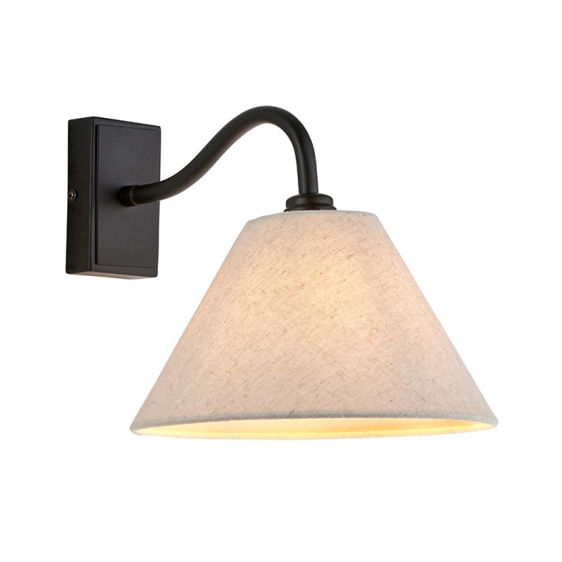 Endon-116910 - Knole - Matt Black Wall Lamp with Natural Linen Shade