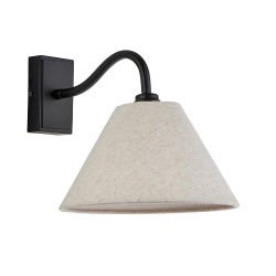 Knole - Matt Black Wall Lamp with Natural Linen Shade