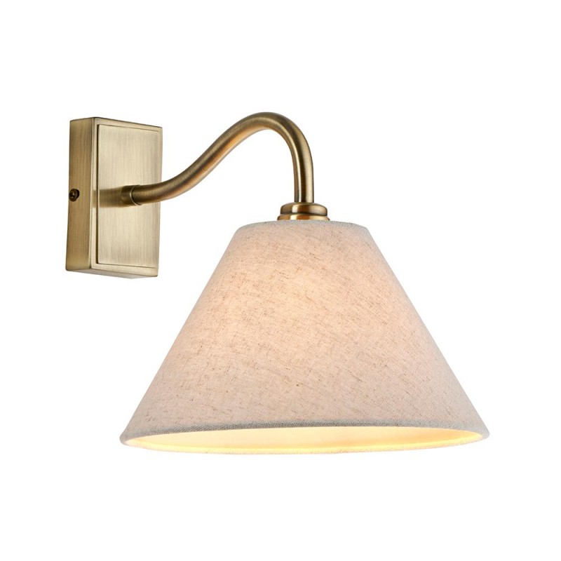 Endon-116911 - Knole - Antique Brass Wall Lamp with Natural Linen Shade
