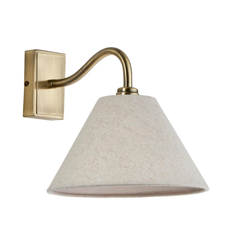 Endon-116911 - Knole - Antique Brass Wall Lamp with Natural Linen Shade