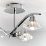Langella - Chrome 3 Light Semi Flush with Crystal Glass Shades