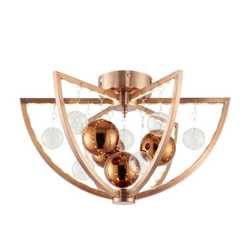 Ceiling Lights - Muni - LED Copper & Clear Balls Ceiling Lamp Endon-MUNI-CO-F - Muni - LED Copper & Clear Balls Ceiling Lamp