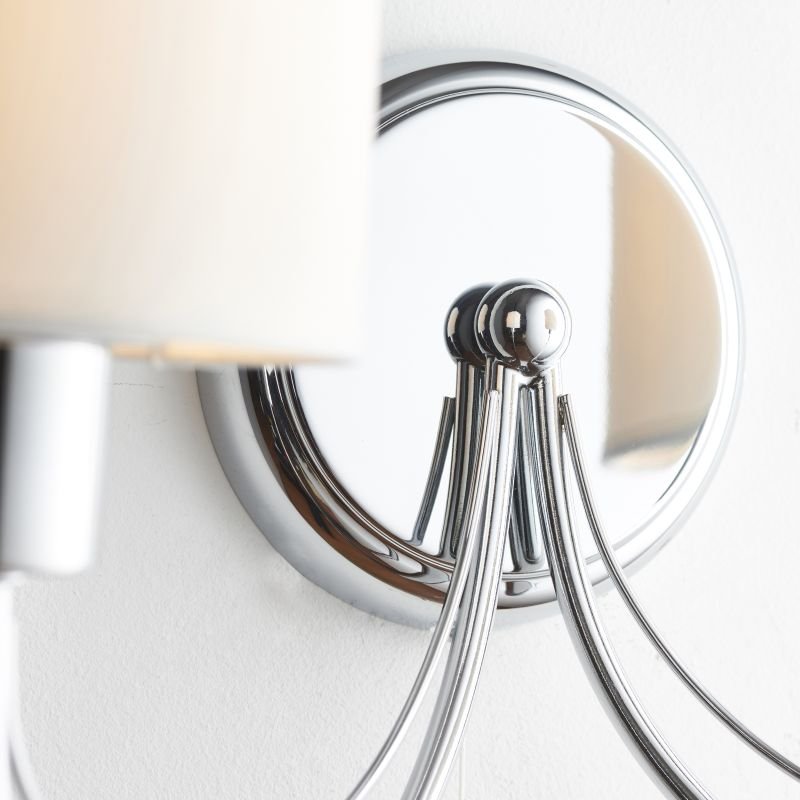 Wall Lights - Phantom - White Shade with Polished Chrome Twin Wall Lamp Endon-PHANTOM-2WBCH - Phantom - White Shade with Polished Chrome Twin Wall Lamp
