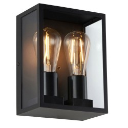 Breton - Outdoor Black Lantern Twin Wall Lamp