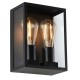Saxby-118838 - Breton - Outdoor Black Lantern Twin Wall Lamp
