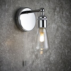 Ori - Chrome Wall Lamp with Clear Glass Diffuser IP44