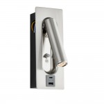 Lumos - Brushed Satin Nickel Recessed Wall Lamp with USB & C Port