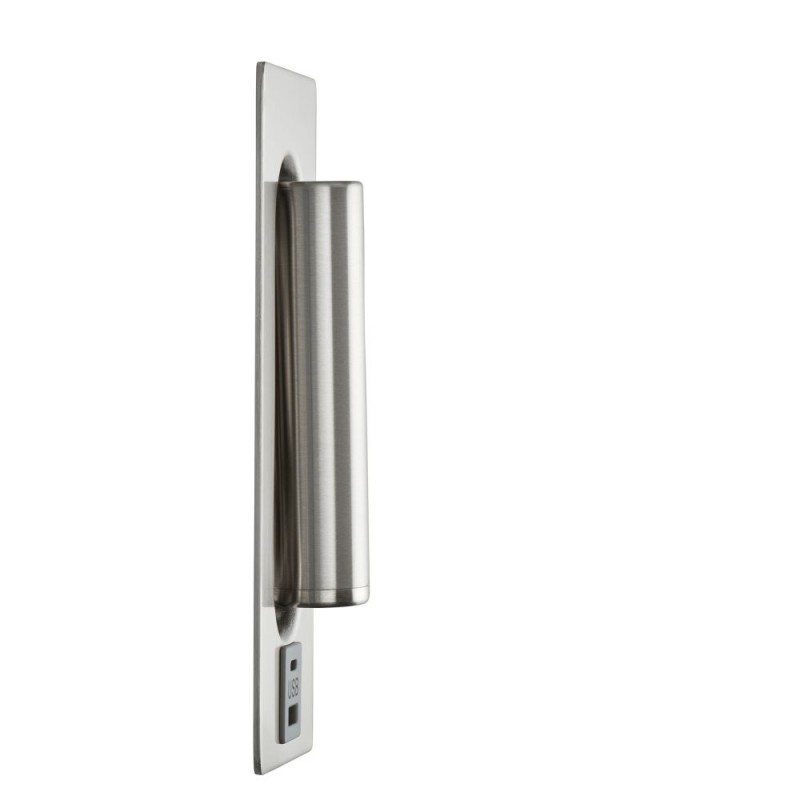 Saxby-120963 - Lumos - Brushed Satin Nickel Recessed Wall Lamp with USB & C Port