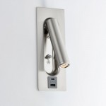 Lumos - Brushed Satin Nickel Recessed Wall Lamp with USB & C Port