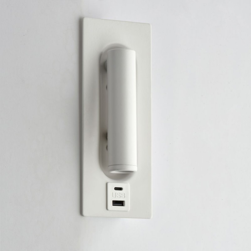 Saxby-120964 - Lumos - White Recessed Wall Lamp with USB & C Port