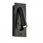 Lumos - Black Recessed Wall Lamp with USB & C Port