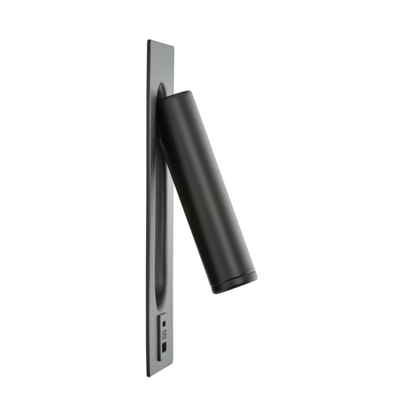 Saxby-120965 - Lumos - Black Recessed Wall Lamp with USB & C Port