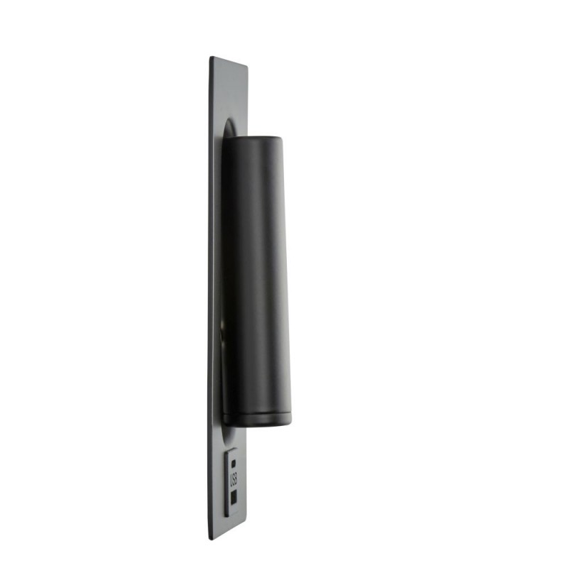 Saxby-120965 - Lumos - Black Recessed Wall Lamp with USB & C Port