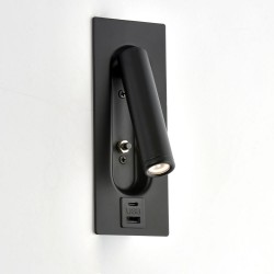 Lumos - Black Recessed Wall Lamp with USB & C Port