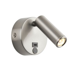 Lumos Mini - Brushed Satin Nickel LED Wall Lamp with C Port