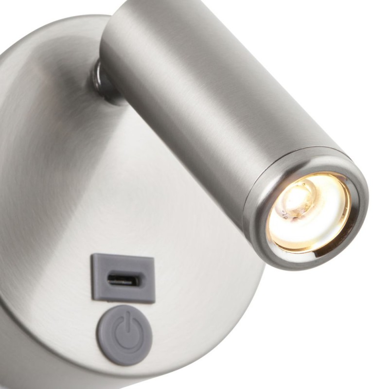 Saxby-120966 - Lumos Mini - Brushed Satin Nickel LED Wall Lamp with C Port